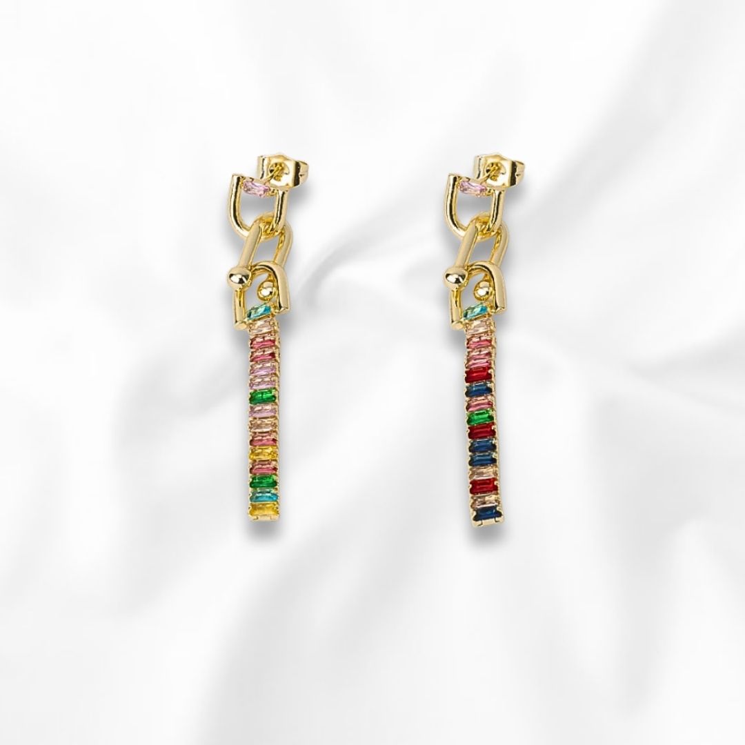 Arete Largo con piedras de colores