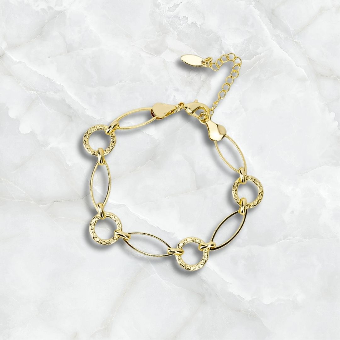 Pulsera "Lía" con Aros Corrugados Medida 18cm de Largo