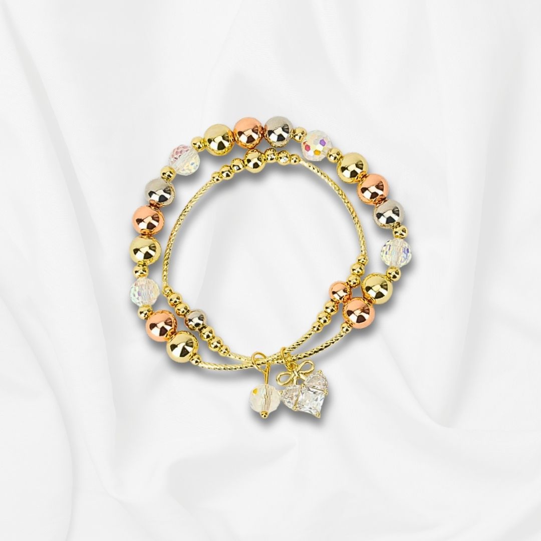 Pulsera de Dama Diseño de Cuentas colgante de corazón Ajustable